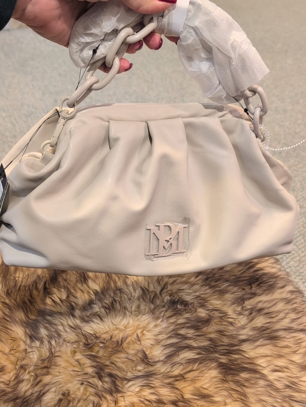Badgley Mischka Elegant Neutral Chain-Handle Shoulder Bag NWT